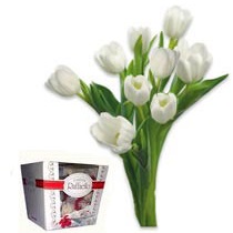 White tulips + Raffaello